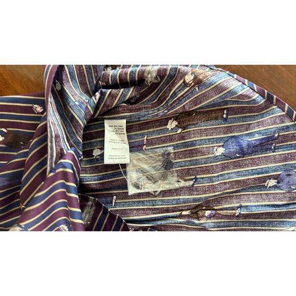 Paisley & Gray Men’s Slim Fit Dress Shirt M Striped Man Print Burgundy Navy NWT - Picture 5 of 14